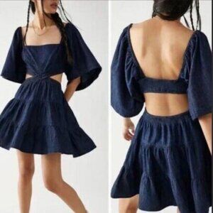 Free People Denim Cross of Sunlight Mini Dress